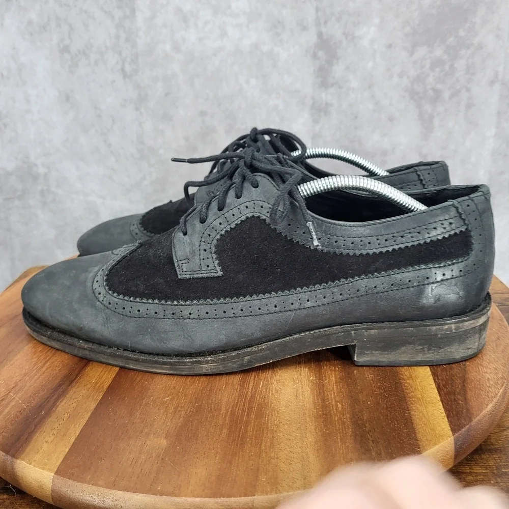Brusque‎ Oxford Shoes Mens 13 EU 46 Gray Suede Leather Wingtip Dress Shoes
